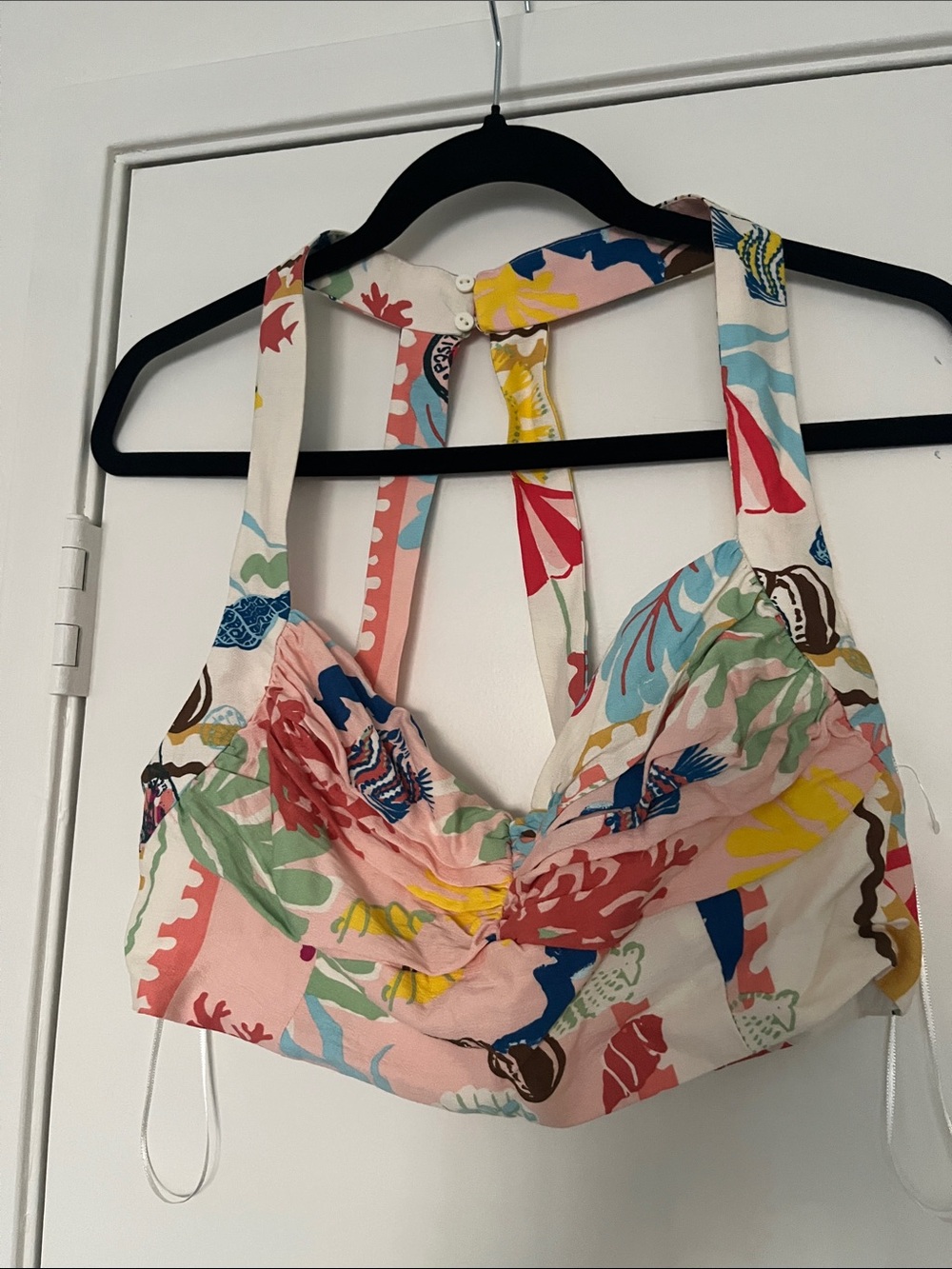 Zara Multicolor Tropical Print Crop Top with Wide Straps
